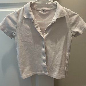 Brandy Melville White Crop Button Down